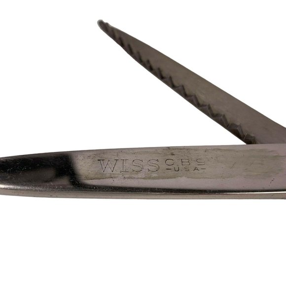 Vintage Wiss Pinking Shears 9 Inch Two Sizes of Cutting Teeth Lot of 2 USA - Picture 6 of 8
